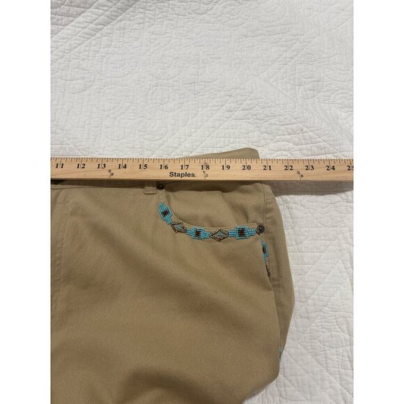 RALPH LAUREN Jeans Womens  Tan w/Turquoise Beaded Design Southwestern Sz 20 W - Picture 7 of 10
